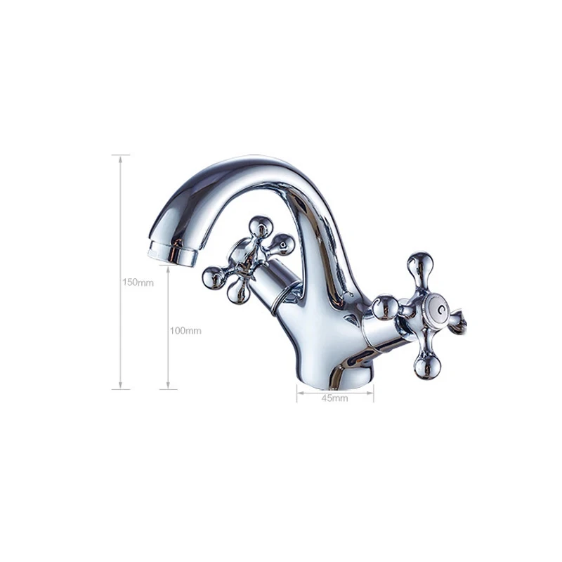 Antique Brass Bidet Shower Basin Faucet Dual Cross Handles Hot Cold Water Mixer Tap Spout Kitchen Bathroom Toilet Water Tap