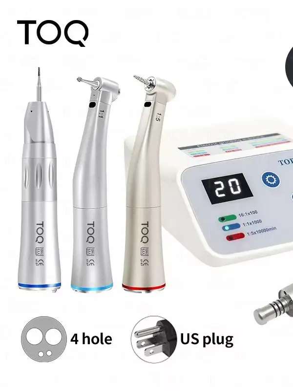 Micromotor Dental Led sin escobillas, juego de máquina eléctrica, pulverizador de agua interno, pieza de mano de contraángulo tipo E, equipo clínico