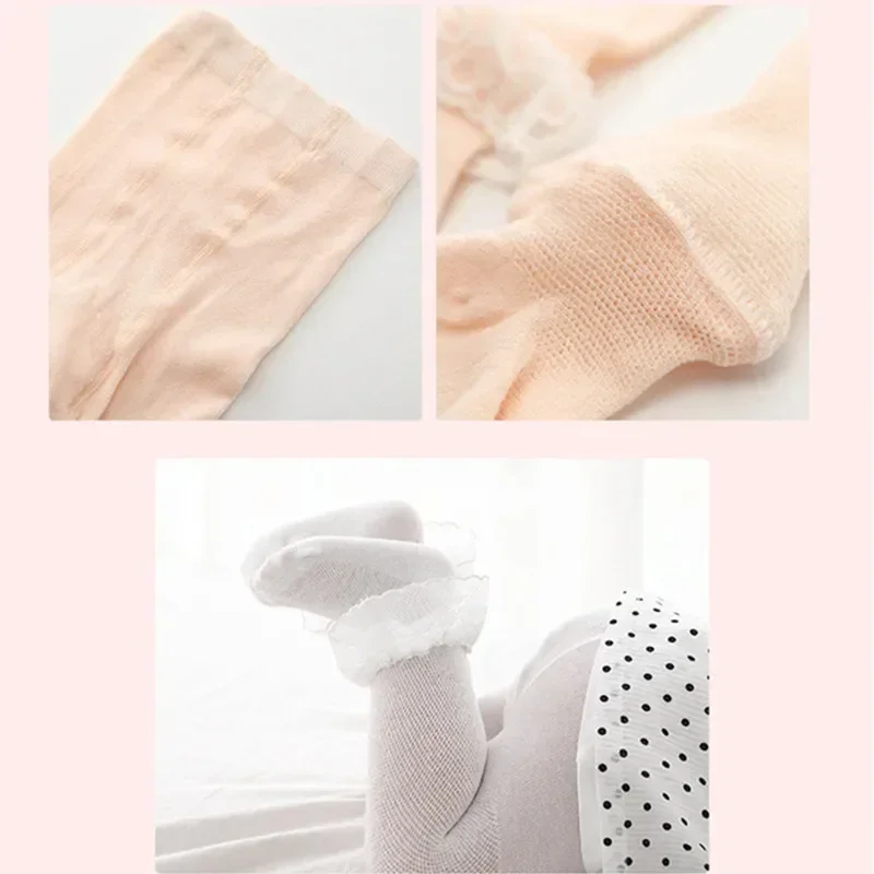 Summer Baby Tights Cotton Lace Bows Flower Newborn Toddler Ruffle Pantyhose for Girls Pantyhose Mesh Kids Stockings Clothes