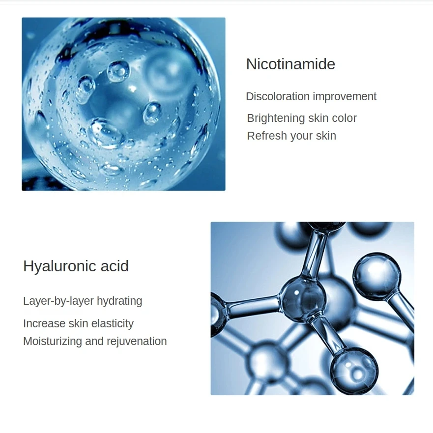 500ml Hyaluronic Acid Facial Essence Moisturizing Whiten Pore Shrink Anti-aging Freckle Anti Wrinkle VC Niacinamide Face Serum 6