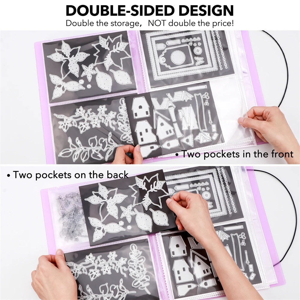 Large Sticker Photo Storage Album 20 Pages 4 Pockets Booklet Storage Book Organizer Folder for Stamp Dies Sticker Collection