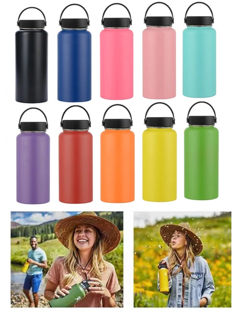 Custom 32 40 oz Stainless Steel Thermal Water Bottle with Straw Lid Vacuum  Hydroes Thermos Cup Insulated Flask Outdoor 1000ml - AliExpress