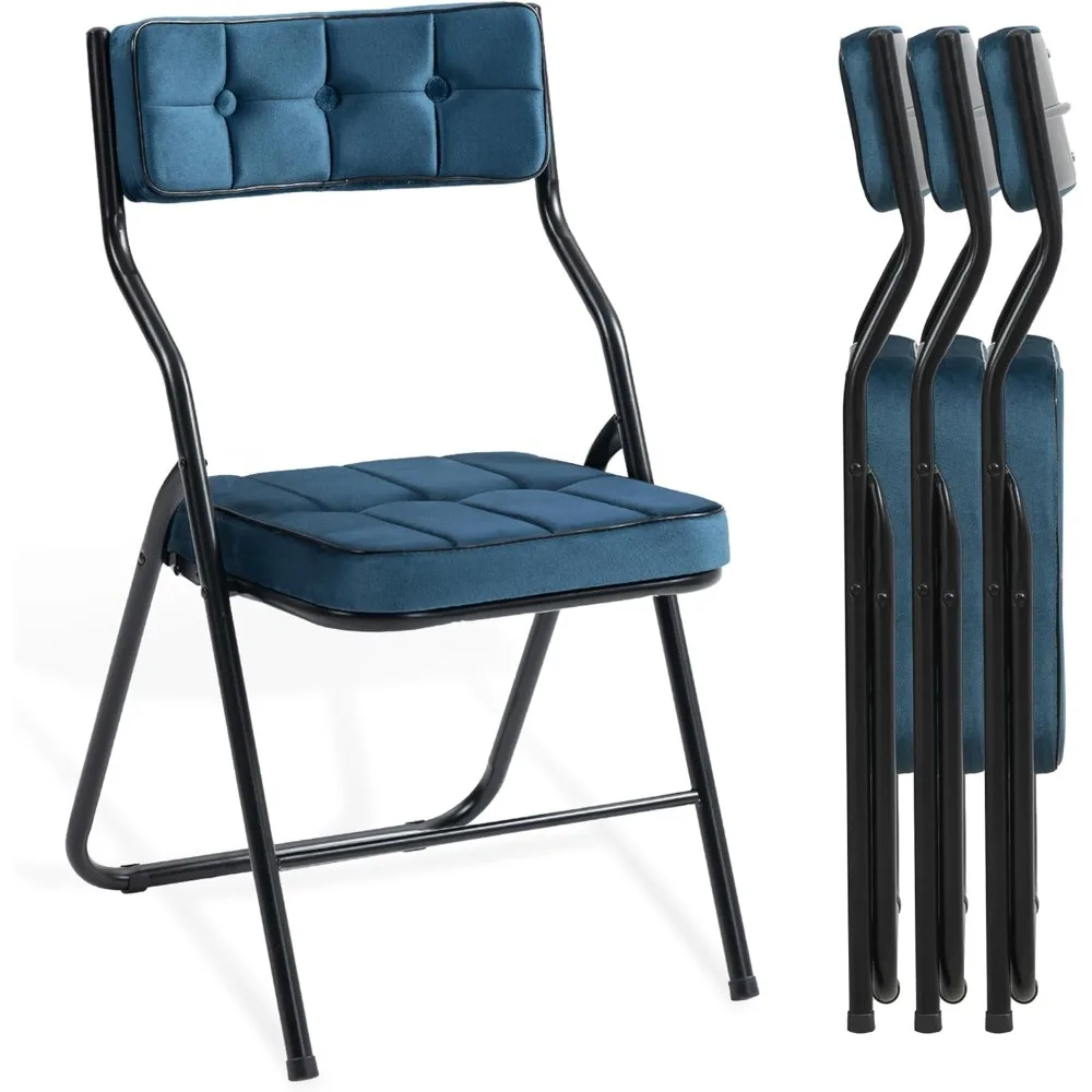 Padded Folding Chairs 4 Pack, Foldable Dining Chair with Cushion, Portable and Assembled Extra Seat for Wedding Party 6