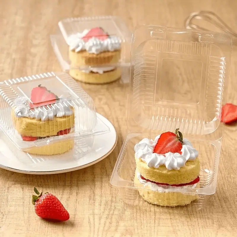 50/100PCS Transparente Kuchen Box Kunststoff Platz Mitnehmen Box Brot Obst Salat Kekse Backen Desserts Einweg Lebensmittel Behälter – Detail 4