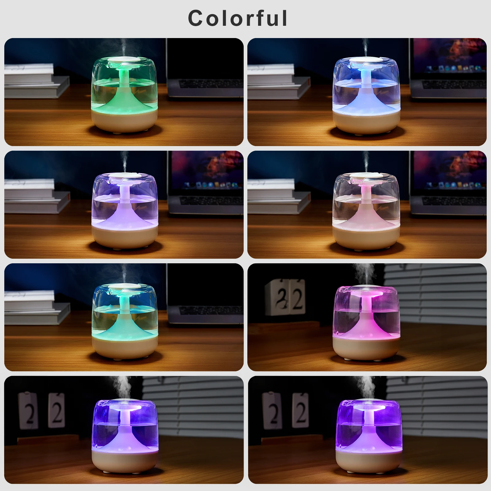 Mini humidifier colorful lamp small household spray aromatherapy machine, usb air humidifier for bedroom