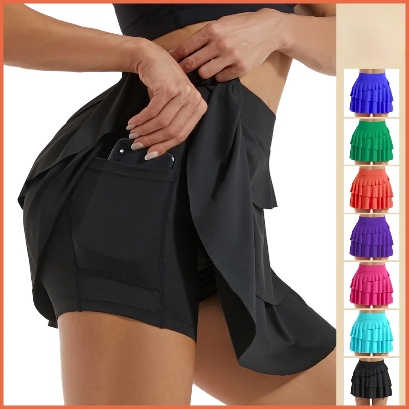 

Women's Pleated Summer Pleated Culottes Tennis Dance Solid Color Sports Skirt Breathable Golf Clothes Yoga Exercise Track Skirt
