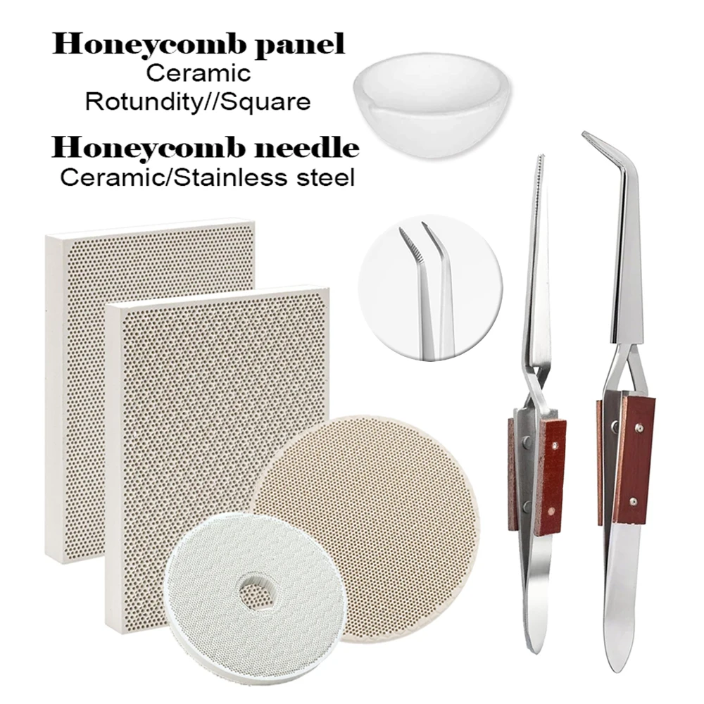 Keramik-Waben-Lötpad-Set – Schmuckschweißset mit hitzebeständiger Platte, umgekehrte Pinzette und für die Herstellung von DIY-Bastelarbeiten