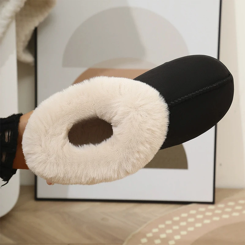 Cozy Fluffy Women's Short Snow Boots Light Thick Sole Cotton Living Room Shoes Women High Quality Non Slip Plush Slippers Woman