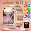 Fashion Women Smart Watch 1.85'' AMOLED Screen Sport Bracelet NFC BT Call Clock Health Monitoring Golden Steel Strip Smartwatch 1