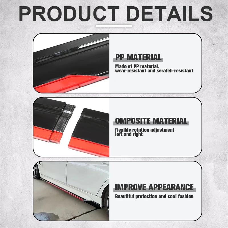 8PCS Universal Side Skirt Extension Bumper Lip for BMW Mercedes-Benz C Toyota Volkswagen bumper lip decoration,car bumper spoiler,bumper lip,car rear bumper lip,car side spoiler