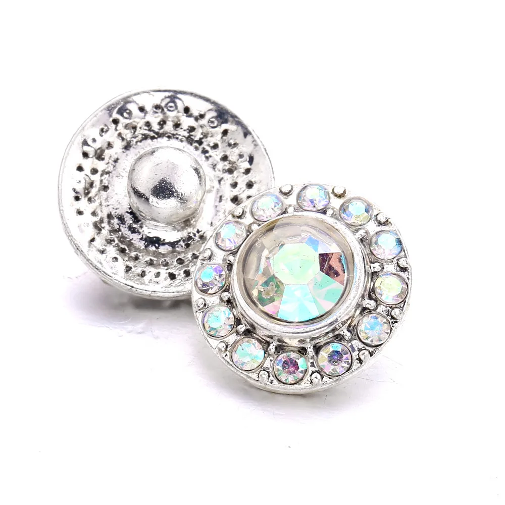20pcs 12mm Snap Buttons Jewelry Round Metal Rhinestone Flower Mini 12mm Snap Buttons Bracelets Necklaces