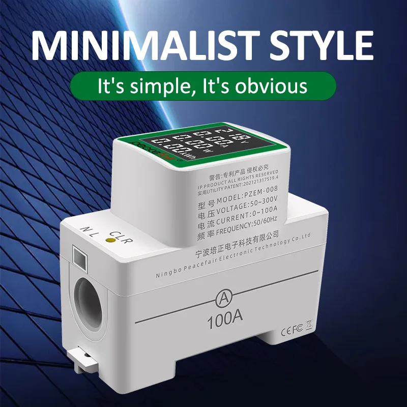 PZEM-008 Din      Ʈ Kwh °    AC 50-300V 100A
