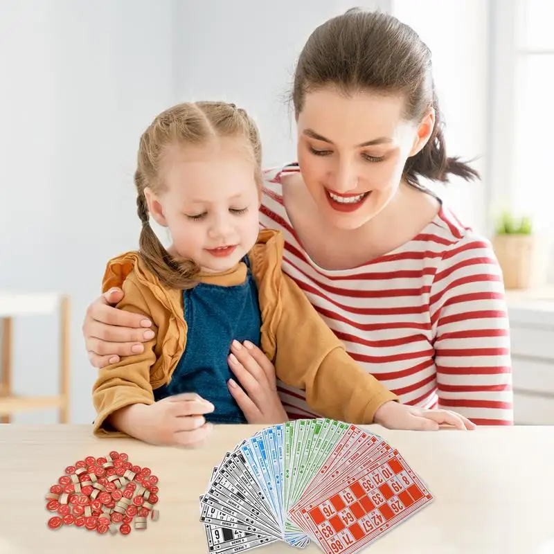 Bingo Games for Family Portable Wooden Travel Bingo Set Learning & Education Strategy Board Games Russian Toys for Birthday 5