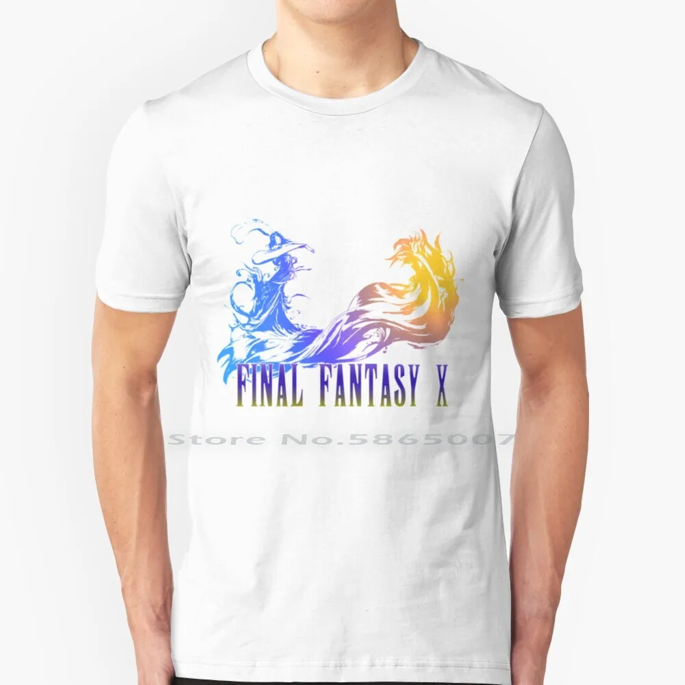 Maglietta Ffx 100% Cotone Ffx Final Fantasy 10 Ff10 Logo Square Enix Yuna Gradient Big Size 6Xl Tee Gift Fashion