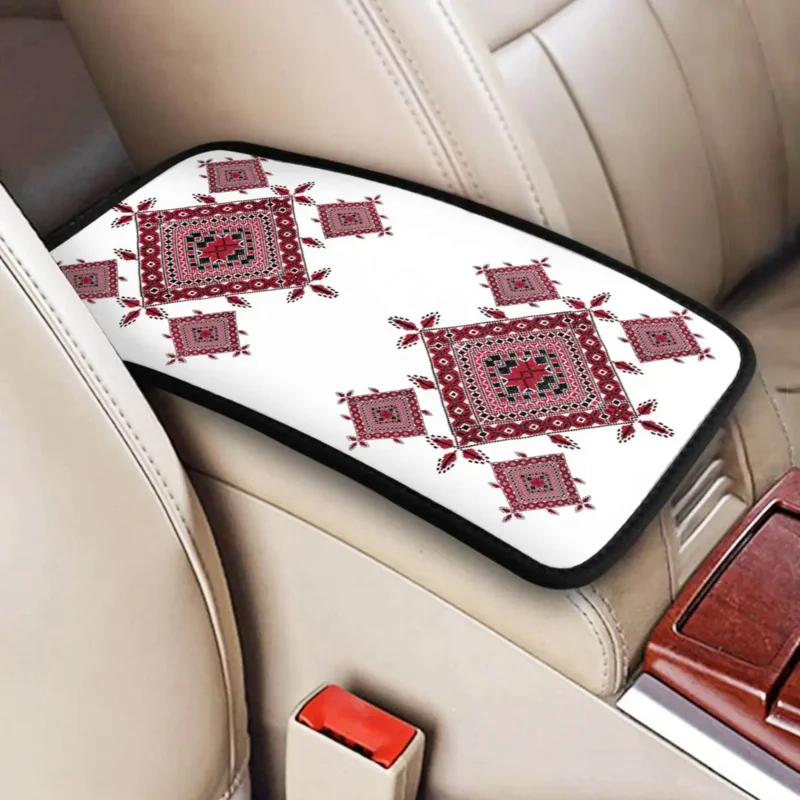 

Arabic Palestinian Tatreez Style Car Armrest Box Pad Non-Slip Palestine Folk Art Center Console Cover Mat Interior Accessories