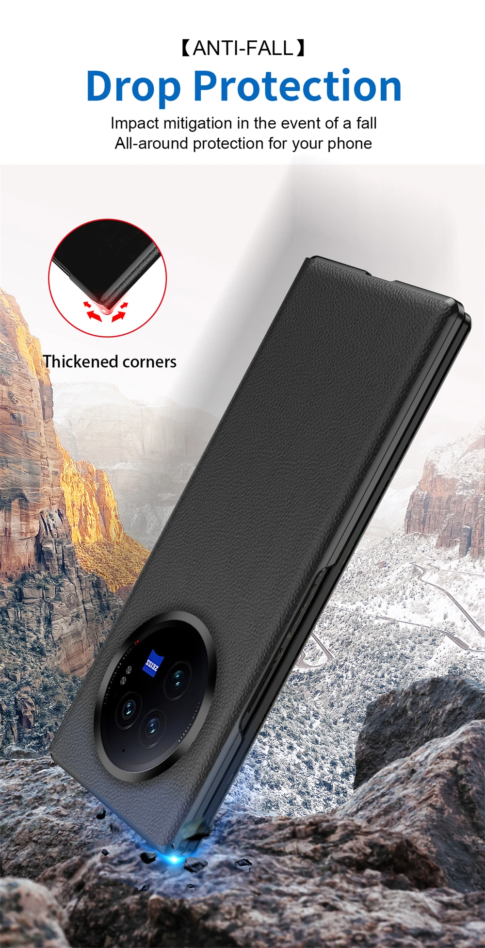 Étui à rabat smart mirror de luxe pour vivo x fold3 avec support_voghion.com