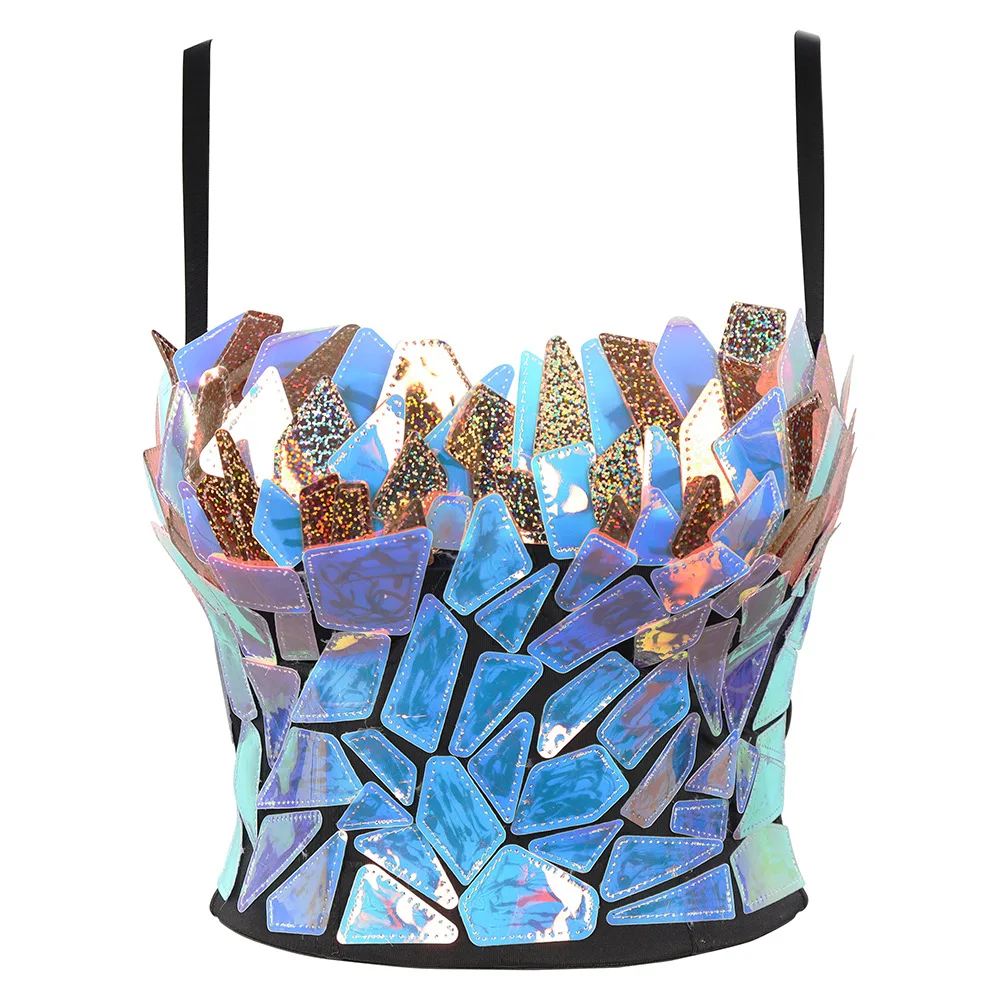 

Newest Women Sexy Designer Sparkly Camisole Tops Ladies Summer 2022 Trendy Night Club Stage Costume Party Camis Crop Tops