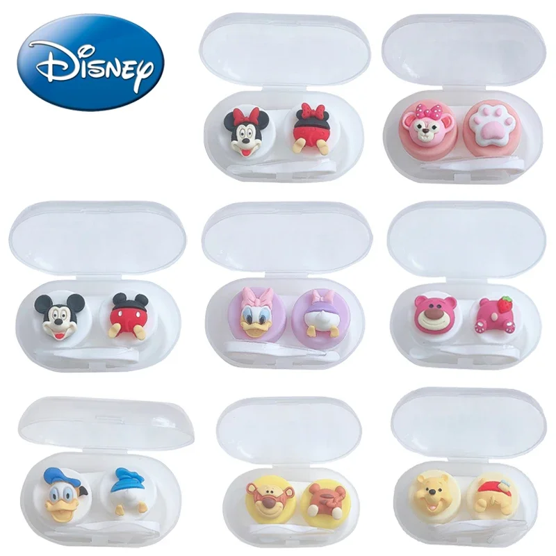 Custodia Per Lenti A Contatto Disney Mickey Mouse Cartoon Mini Beauty Pupille Box Donna Travel Portable Mirror Lens Storage Boxes Container