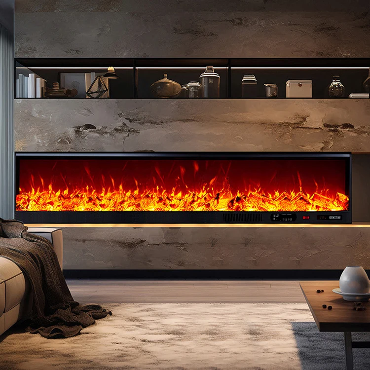 Newest Multi Function Led Display Convenient Glass Panel 2000MM with Bluetooth Audio Contemporary  Electric Fireplace