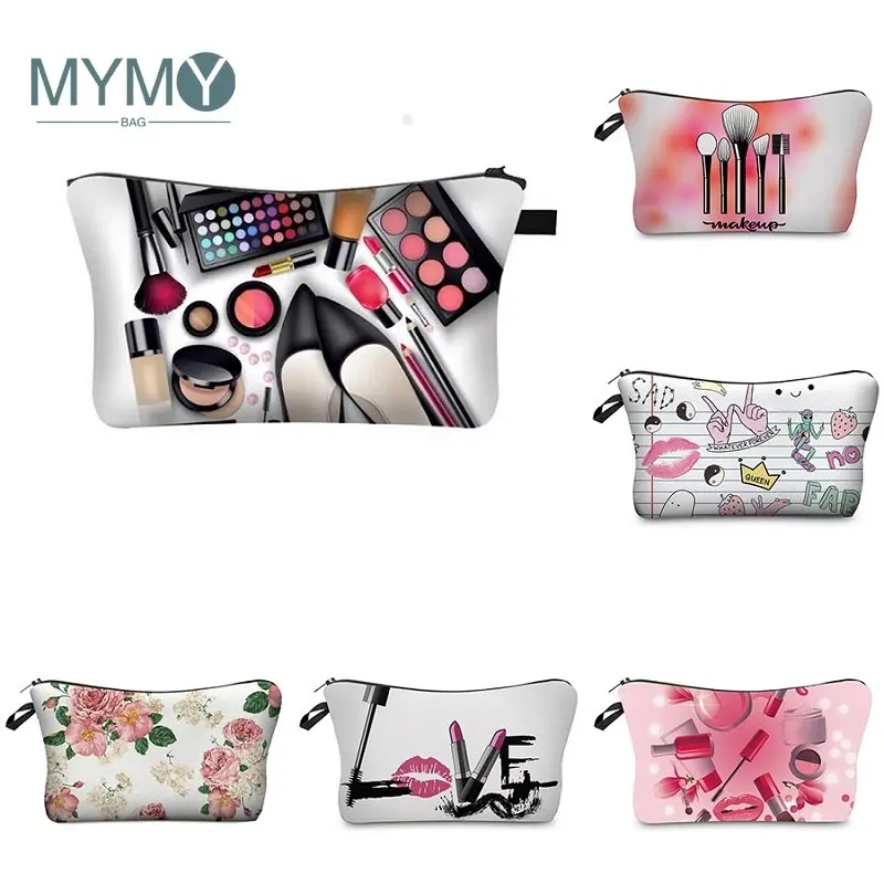 

Kawaii Makeup Brush Bag Printed Women's Organizer Toiletry Pouch Soft Foldable Portable Storage Cosmetic Bags Travel Clutches