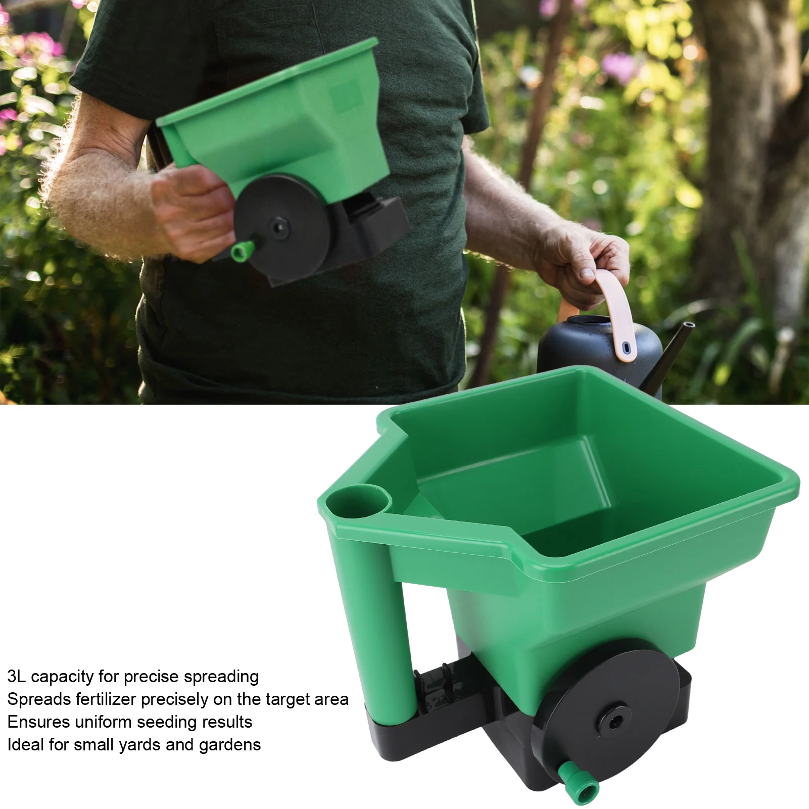 Hand Spreader 3L Manual Small Labor Saving Handheld Lawn Garden Spreader for Fertilizer Salt Green Small Manual Spreader