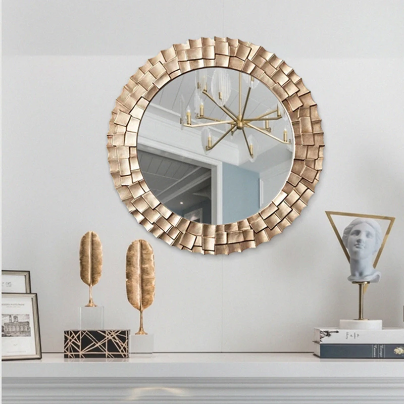 

Living Room desk mirror Wall Mirrors Irregular Round Large Bathroom Wall Mirror Elegant Macrame decoration Casa Decoration Home