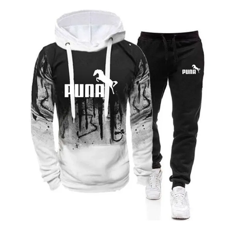 

2023Fashion Printed Autumn Men's Casual Tracksuit Men Sweatshirts and Sweatpants Two Pieces Sets Sportswear Plus Size Clothing