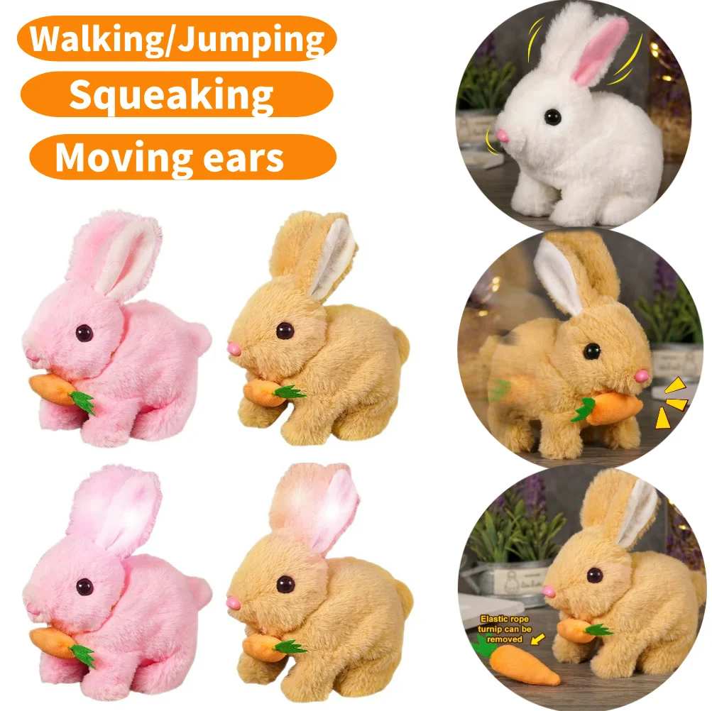 New Simulation Electric Rabbit Pet Toys Cute Electric Rabbit Interactive Toys Gift for Toddlers Birthday Plush Carrot Bunny Toys 2