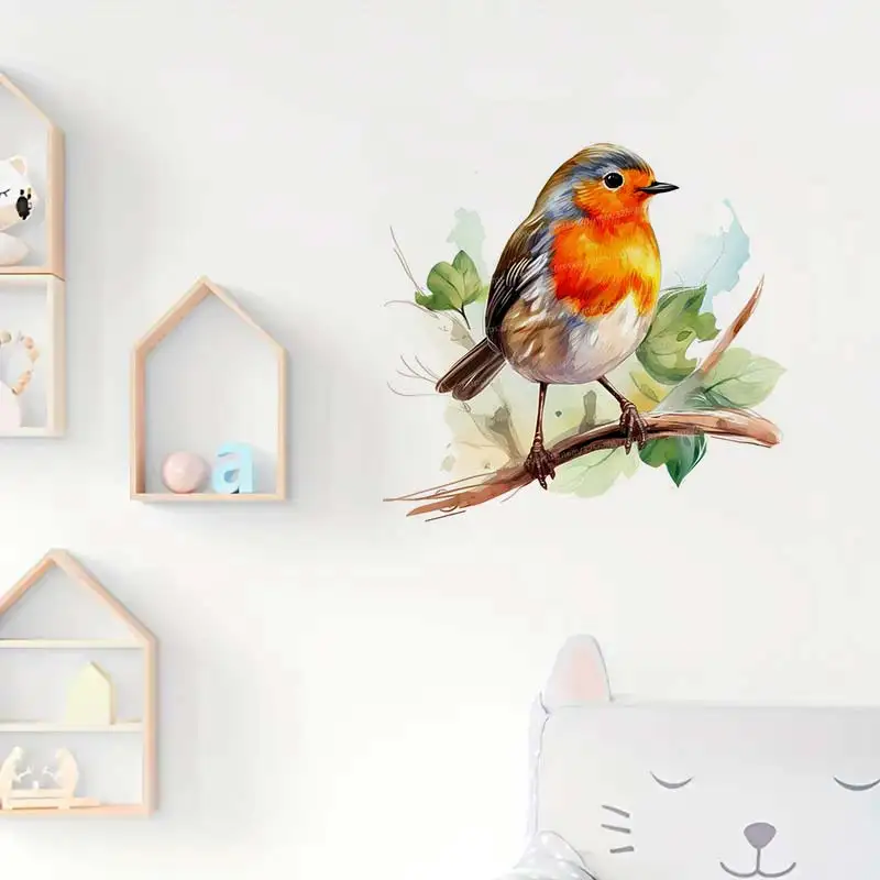 Cute Colorful Robin Bird Wall Sticker Bathroom Living Room Background Decorations Wallpaper Creative Animals Stickers S294 wall stickers,wall sticker