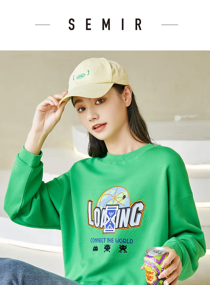 semir moletom feminino verde curto seção primavera