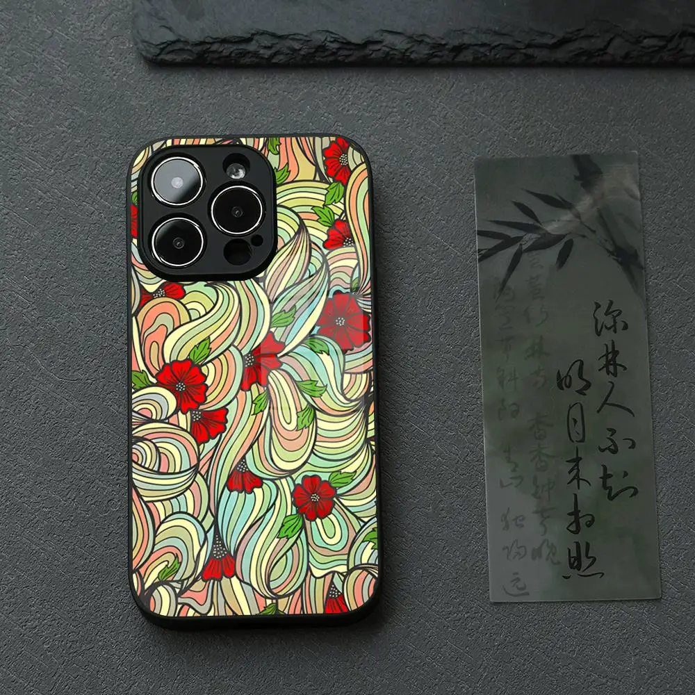 Luxurious Glass Phone Case with Emilio Pucci Design Pattern