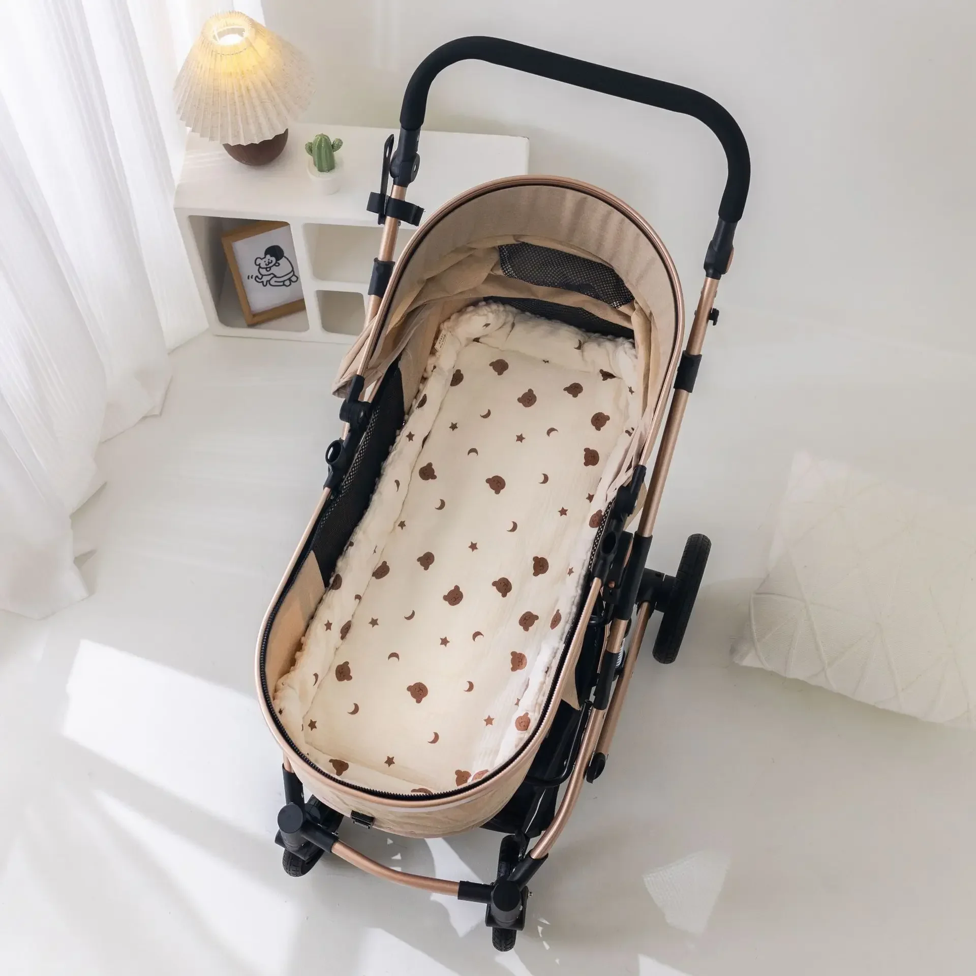 Baby Stroller Pad Thickened Bean Velvet Seat Cotton Pad Double-sided Cradle Pad Children's Stroller Accessories Seat Cushion