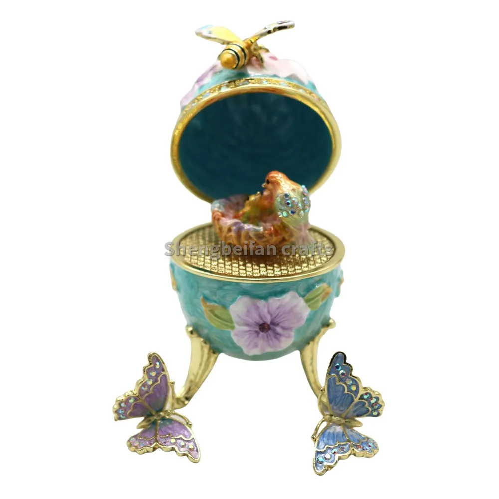 Emaille-Ei im europäischen Stil, russisches Faberge-Ei mit Musik, kleines Ornament, Heimdekoration, Geburtstagsgeschenk für Freunde und Familie, Spieluhr – Detail 6