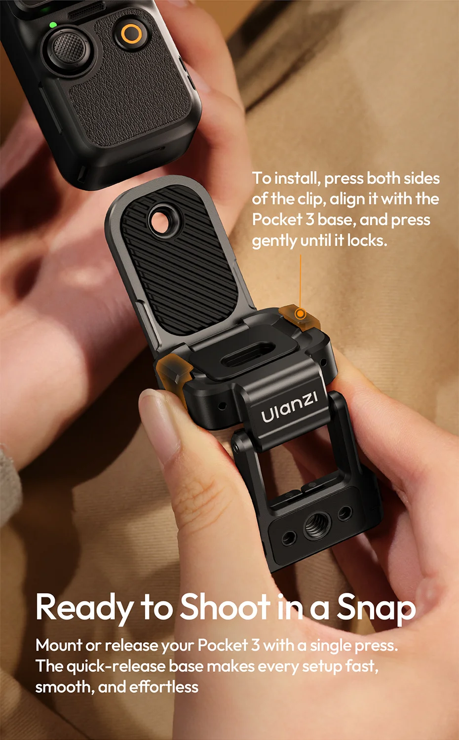 Magnetic Base for Pocket 3 Magnetic Grip Adapter 1/4'' Action Gopro Ports for O