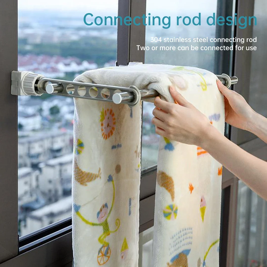 Drying Rack Balcony Clothes Drying Rack Wall Mounted Clothes Drying Rack Bathroom Drying Rack Indoor Space Saving 8 Holes 5
