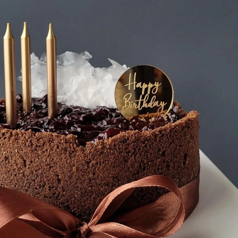 cake decoration accessories Happy Birthday Party Cake Decoration Acrylic Round Cake Side Decor Gold Toppers Gift Decor Cupcake Dessert Accessories