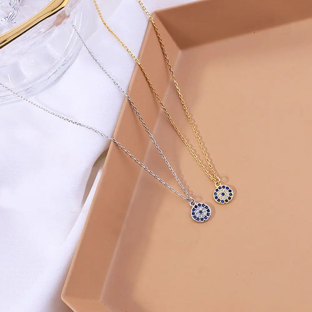 

Rhinestone Evil Turkish Eye Necklace For Women Blue Crystal Necklace Thin Chain Dainty Necklace Choker Lucky Jewelry