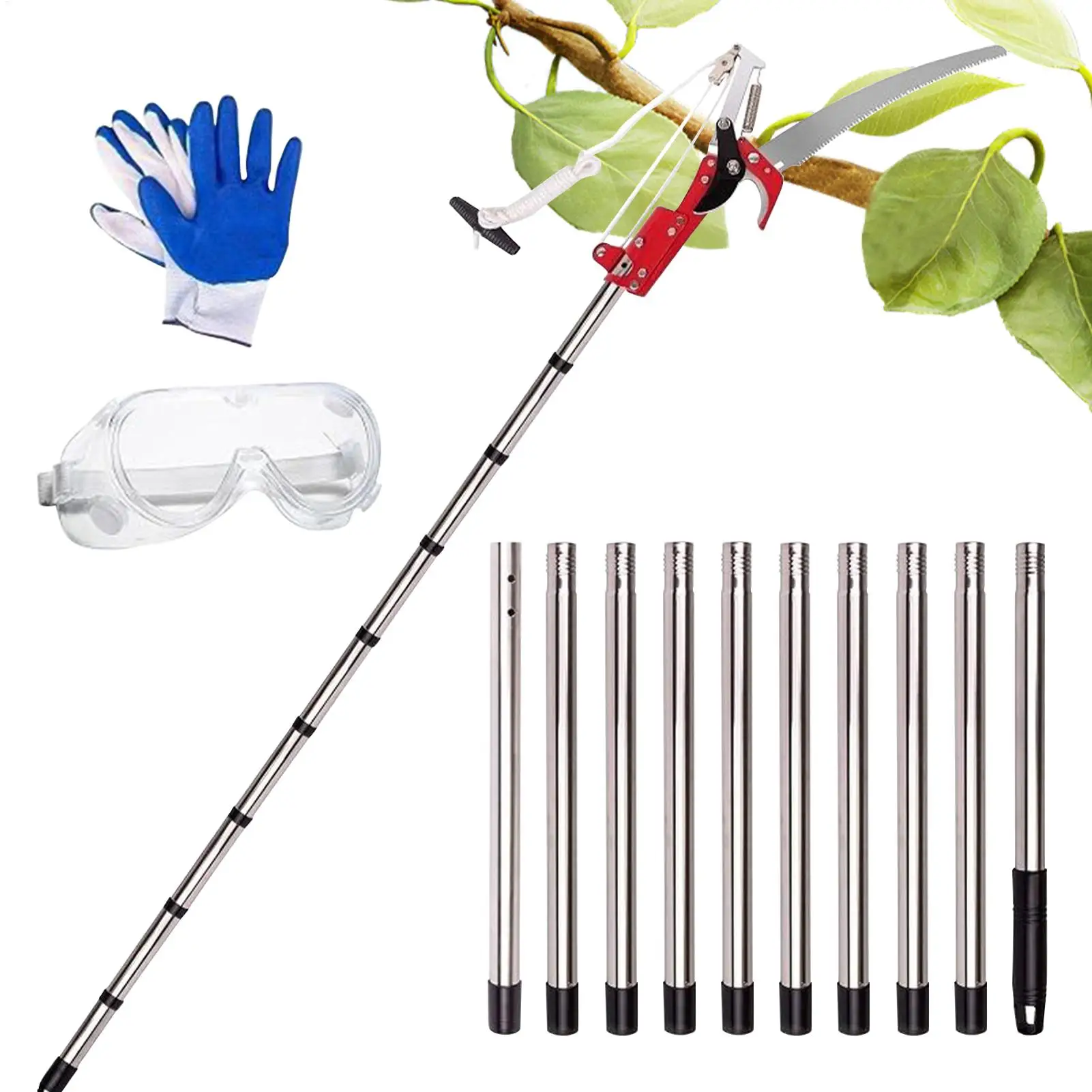 고공 가지치기 가위 연장형 스플라이싱 로드 트리밍 도구 과일나무 식물 가위 정원용 수동 도구