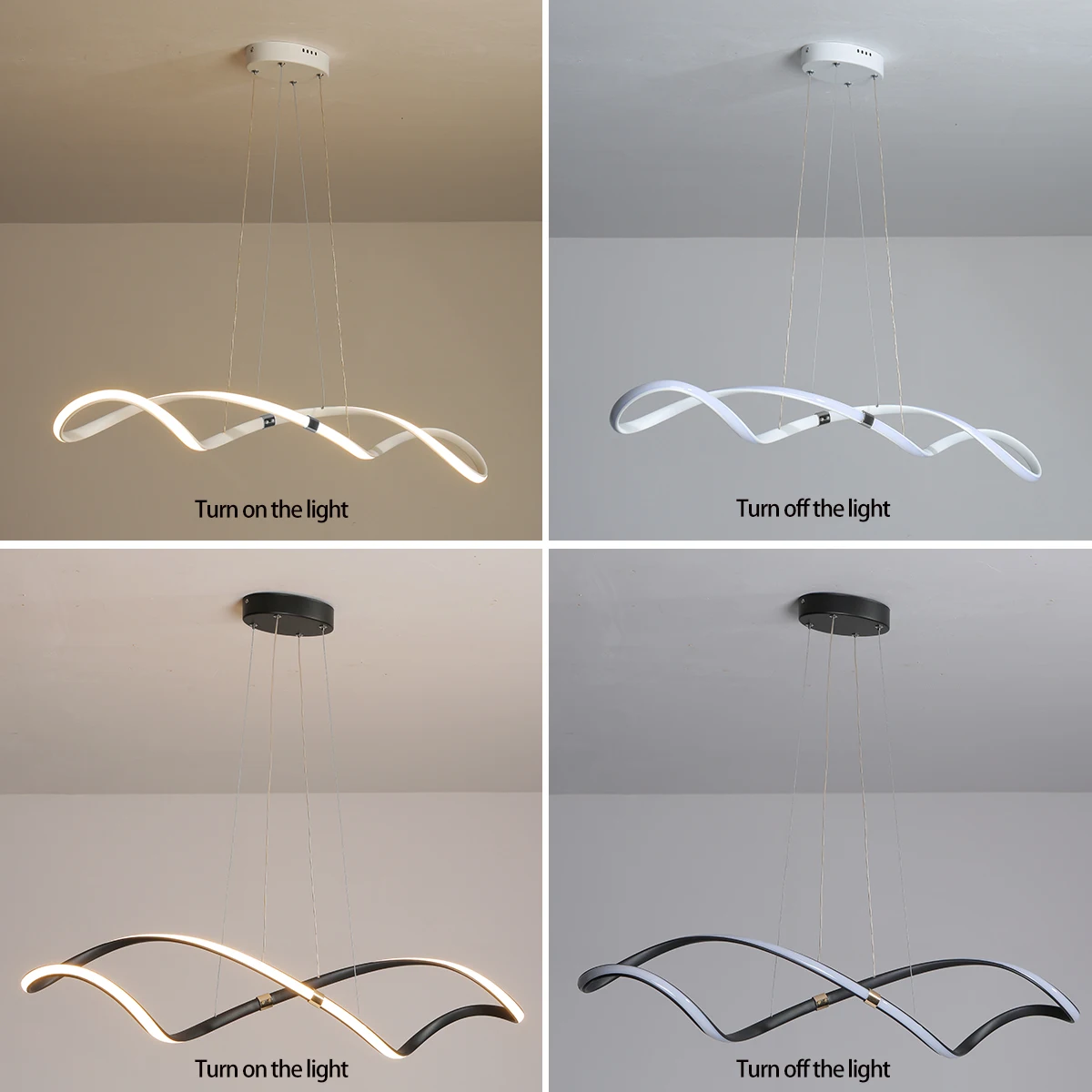 Pendant Light Dimmable Ceiling hanging lamp Led Cahndeliers Dining room Kitchen Black/White lustre L100cm W/remote pendant lights pendant lamp chandelier lighting
