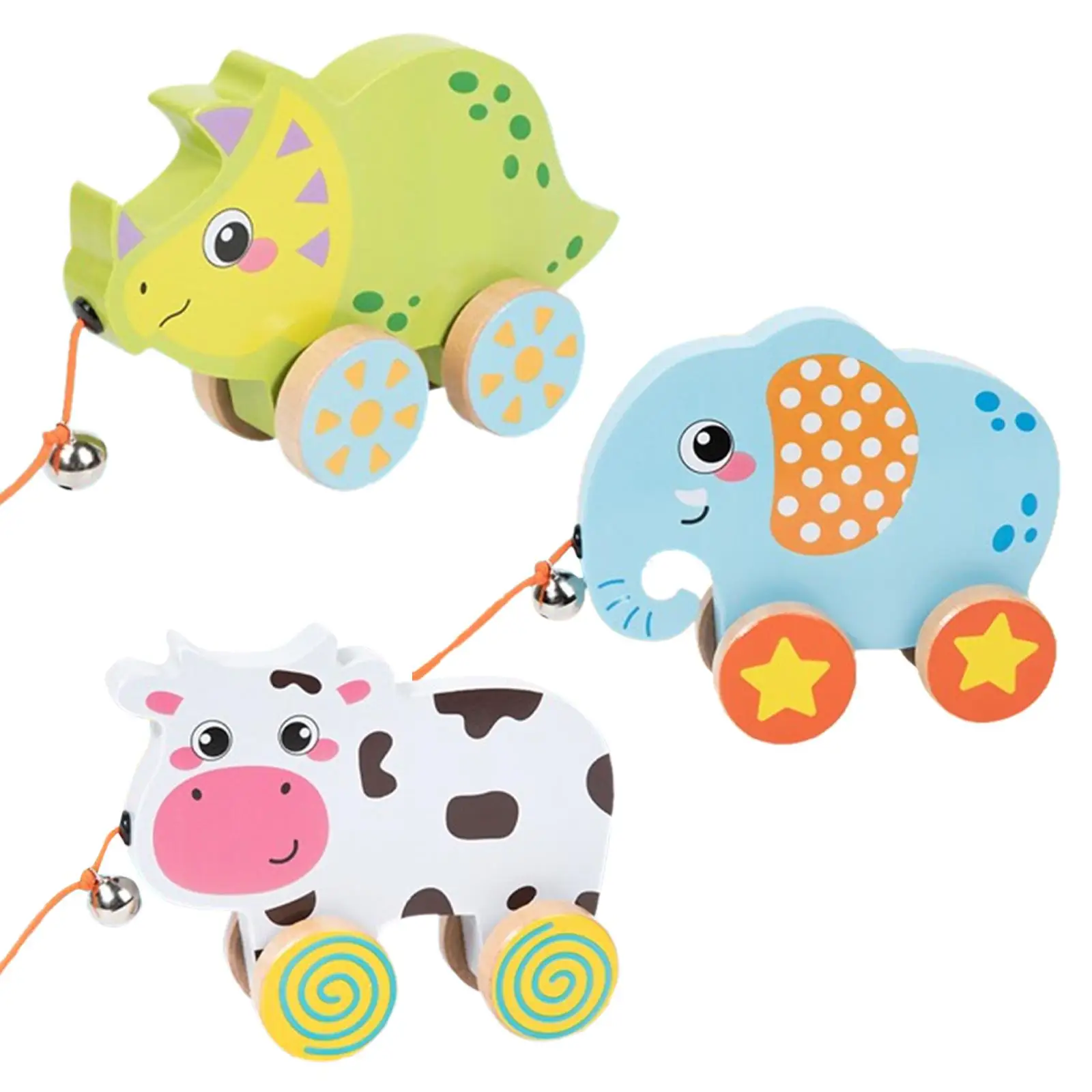 Track toys made of wood, animal sliding and pulling toys, handmade, development