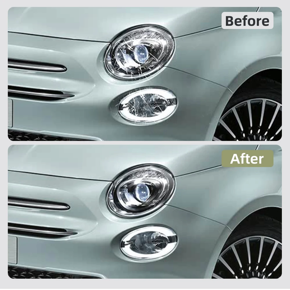 Für Abarth 595 2013 2013 2014 2015 2016 2017 2018 2019 2020 Fiat 500 2008-2024 Rauchschwarz Klar Scheinwerferfolie Frontlampe TPU Kratzschutz – Detail 6