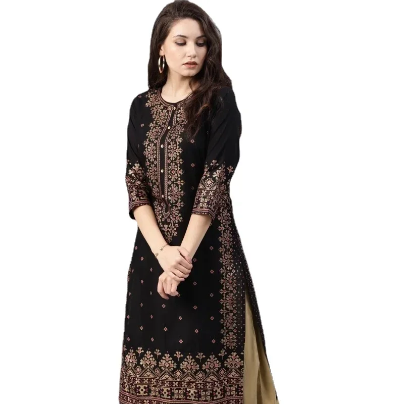 Ladyline Salwar Kameez Robe Indienne Décontractée Avec Imprimé En Mousseline De Soie Pour Femme, Moutarde (48), Medium