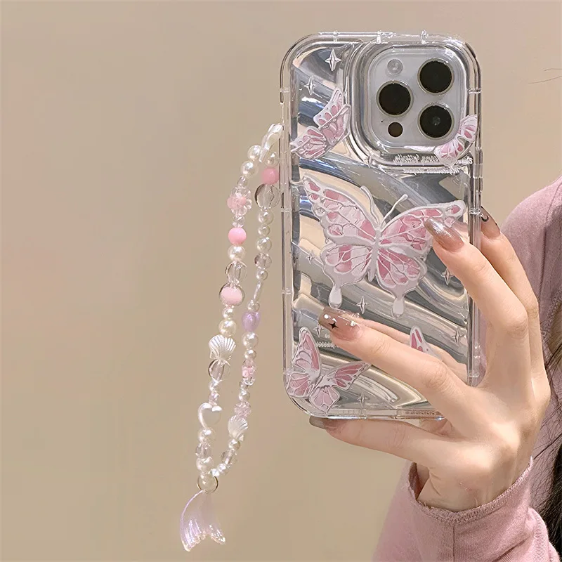 Butterfly Phone Case For iPhone 11 13 16 Pro Max 14 15 12 XR X XS 7 8 Plus SE 16promax 15promax Soft TPU Transparent Cover Funda