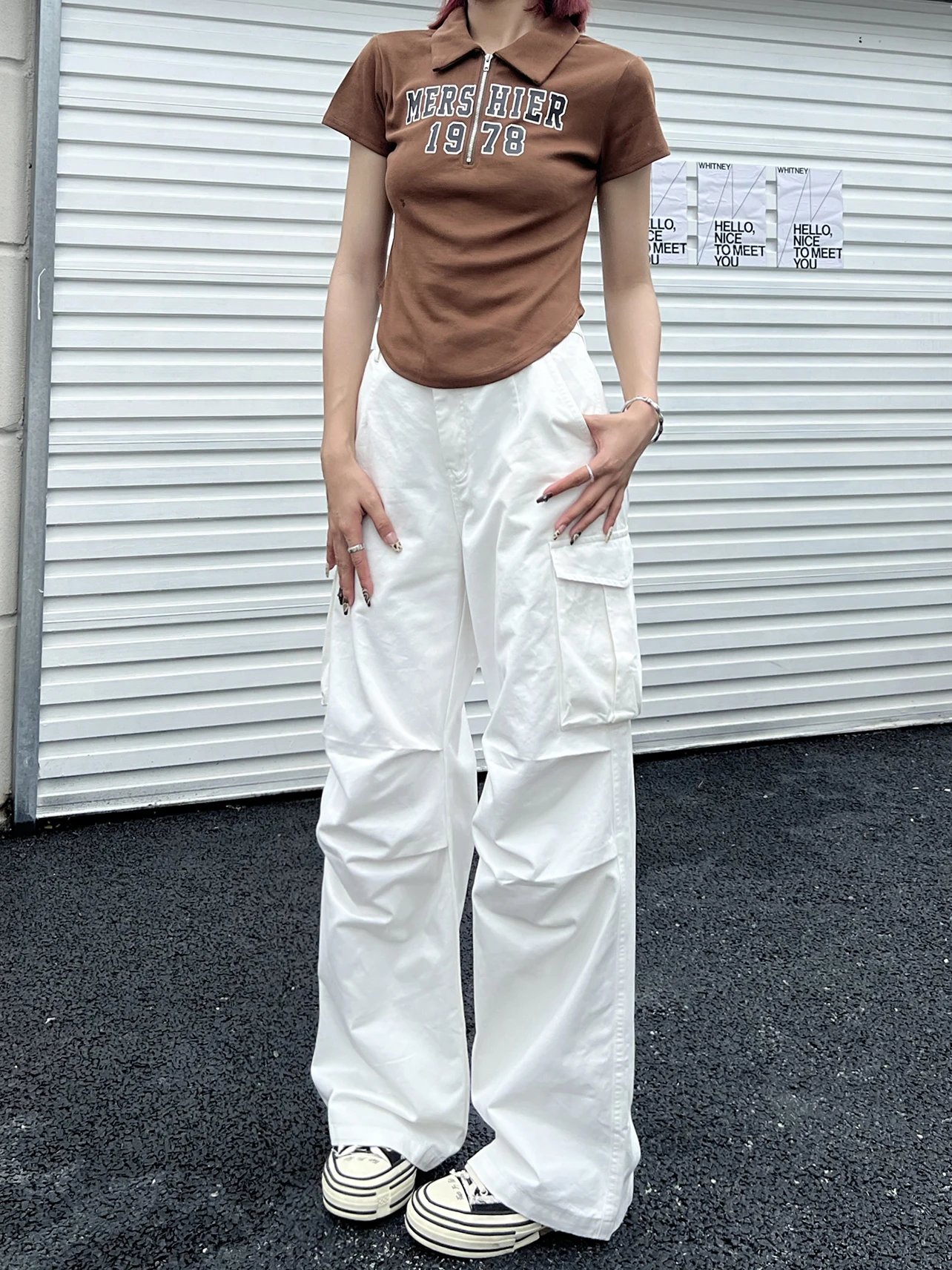 Buy Zontroldy Cargo Pants Women Parachute Pants Y2K Baggy Casual High Waist  Wide Leg Track Pants Streetwear, White, M at Amazon.in