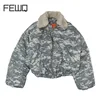FEWQ Detachable Fur Collar American Camouflage Men Cotton Jacket Contrast Color Long Sleeve Male Tops Korea Fashion 21Z7058 6
