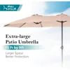 15ft Large Patio Umbrella with Base, Double-sided Outdoor Umbrella, Beige 2