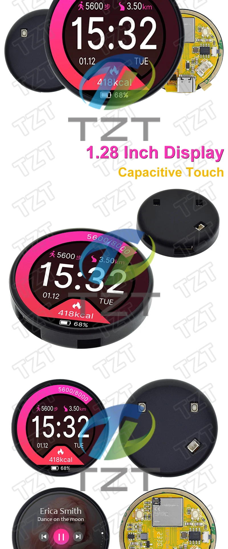 ESP32 1,28 Zoll IPS TFT Modul mit Touch für Arduino WiFi & Bluetooth Entwicklungsboard 1,28 Zoll 240x240 IPS Smart Clock – Detail 6