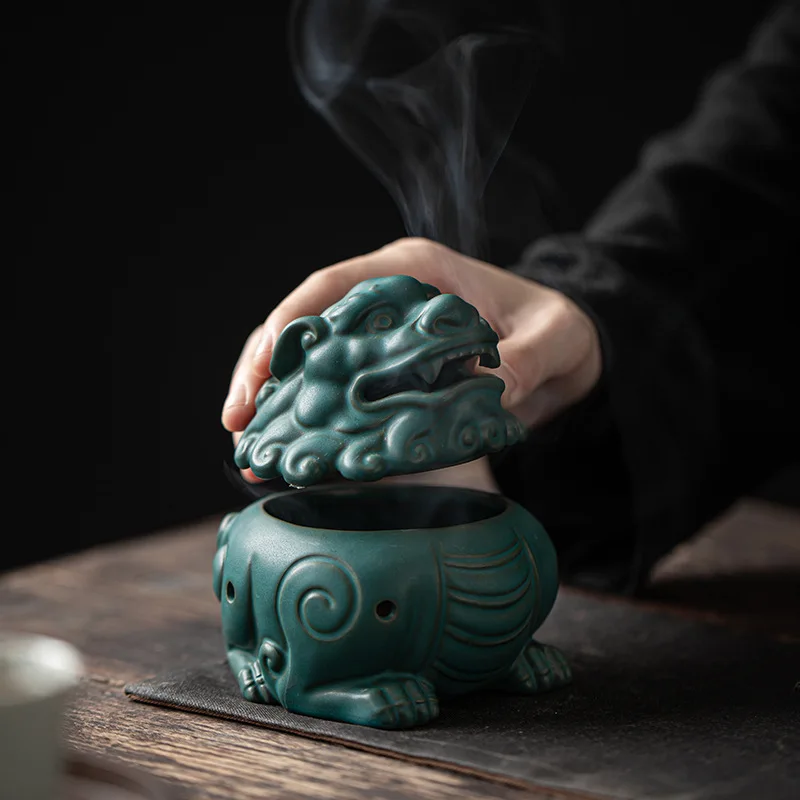 

Home Decoration Classical Incense Burner Ceramic Plate Pixiu Sandalwood Agarwood Incense Seat Indoor Aromatherapy Burner Zen