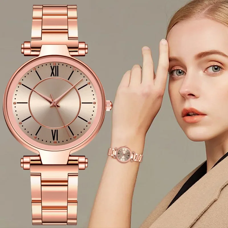 Luxury-Rose-Gold-Stainless-Steel-Watches-Female-Classic-Round-Dial ...