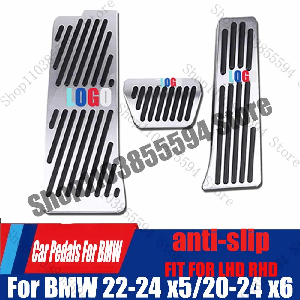 

For BMW 2022-2024 x5 or 2020-2024 x6 Aluminum Car Foot Rest Pedal Accelerator Brake Pedals Cover Non-slip Pad
